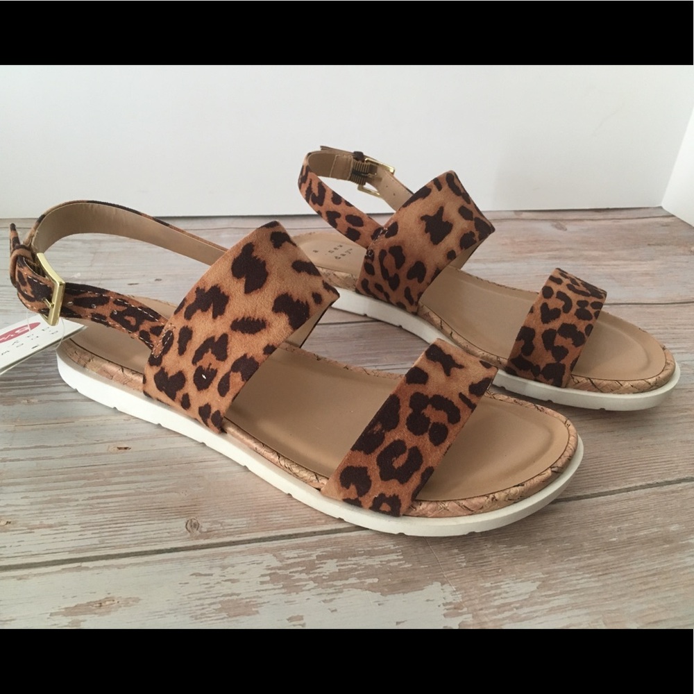 Leopard Print Sandals, Size 5 1/2